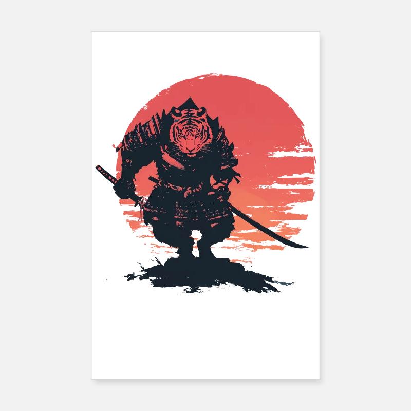 Tiger Samurai at Sunset Poster 8" x 12" (20x30 cm)