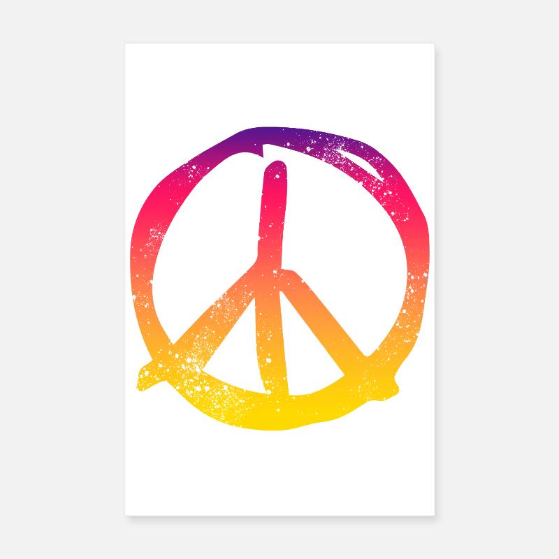 Peacezeichen in Regenbogenfarben Vintage Design Poster 20x30 cm