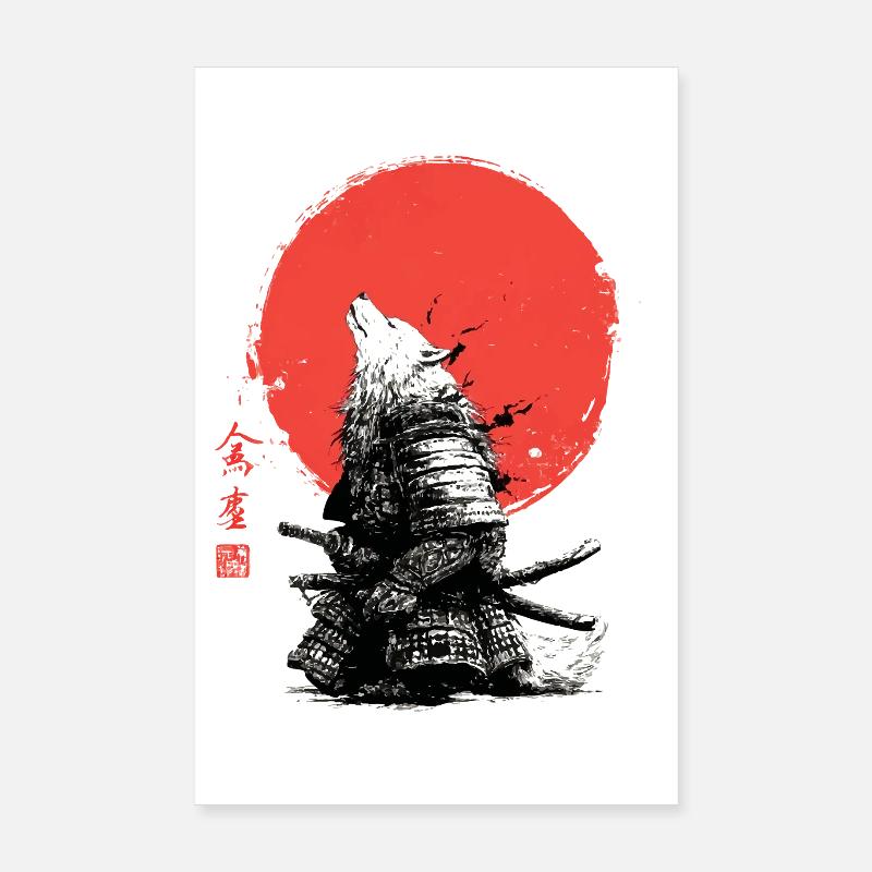 Samouraï Loup sous le Soleil Pourpre Poster 20 x 30 cm