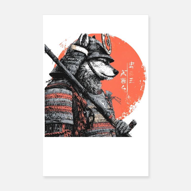 Loup en armure samouraï Poster 20 x 30 cm