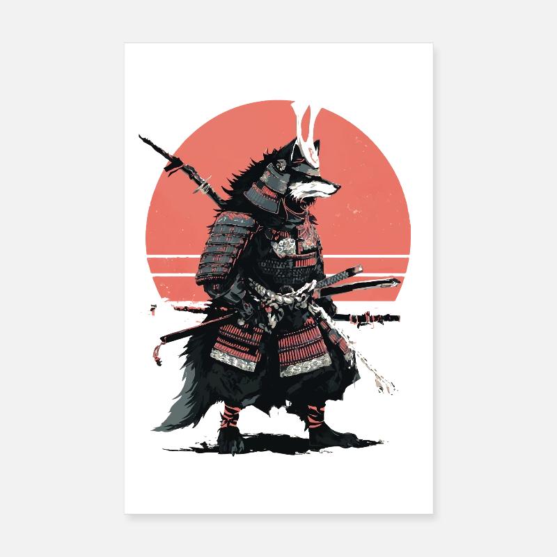 Wolf-Samurai der Morgendämmerung Poster 20x30 cm