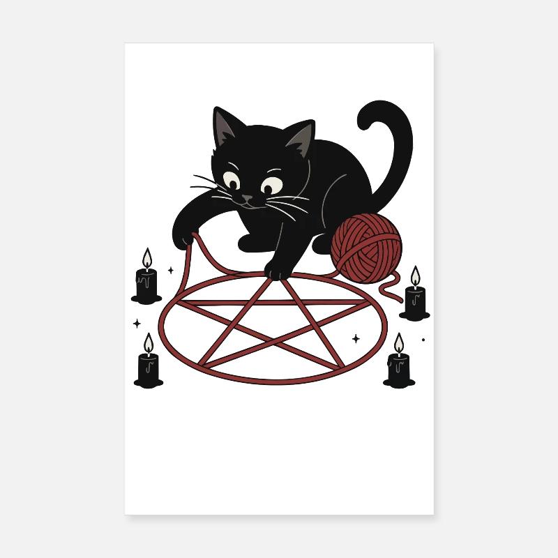 Chat dans le pentagramme Poster 20 x 30 cm