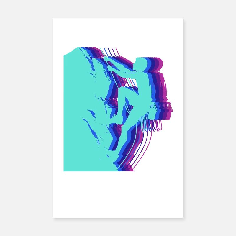 Silhouette Grimpeur Art Glitch Modern Poster 20 x 30 cm