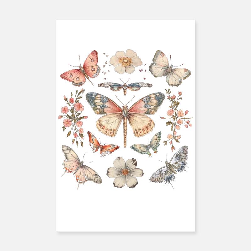 Boho Cottagecore Monarch Butterfly  Poster 8" x 12" (20x30 cm)