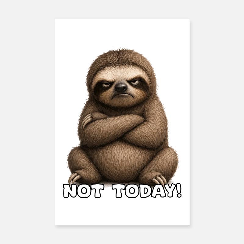 Not Today Sloth Attitude Poster 8" x 12" (20x30 cm)