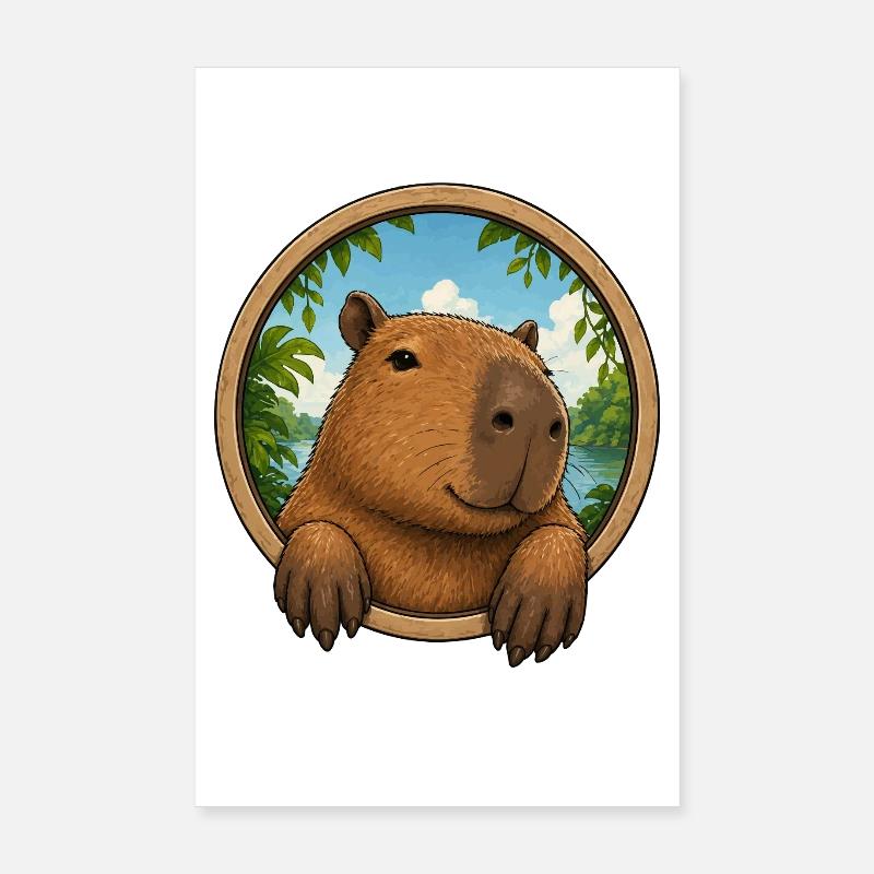 Cuddly capybara in frame Poster 8" x 12" (20x30 cm)