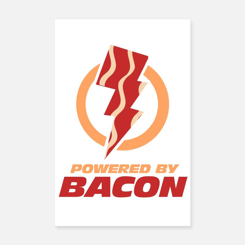 Powered By Bacon Lightning Bolt Poster 8" x 12" (20x30 cm)