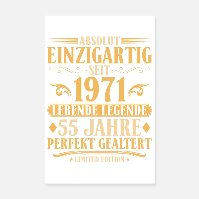 Einzigartig seit 1971 Baujahr 55. Geburtstag Poster 20x30 cm