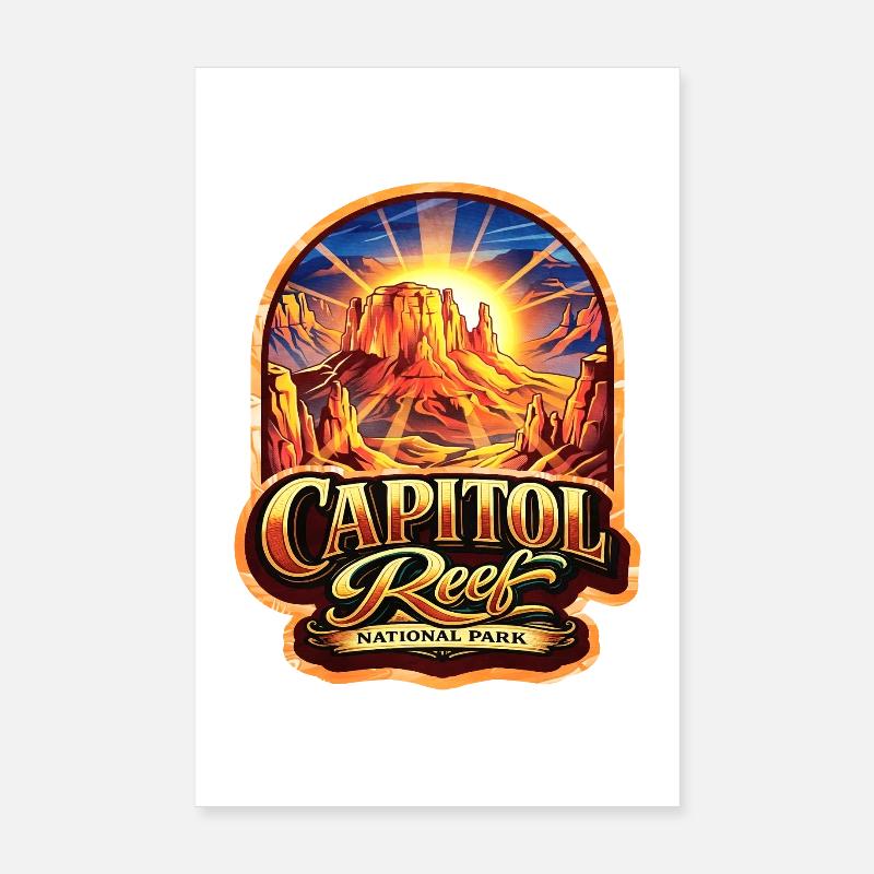 Autocollant de coucher de soleil Capitol Reef Poster 20 x 30 cm