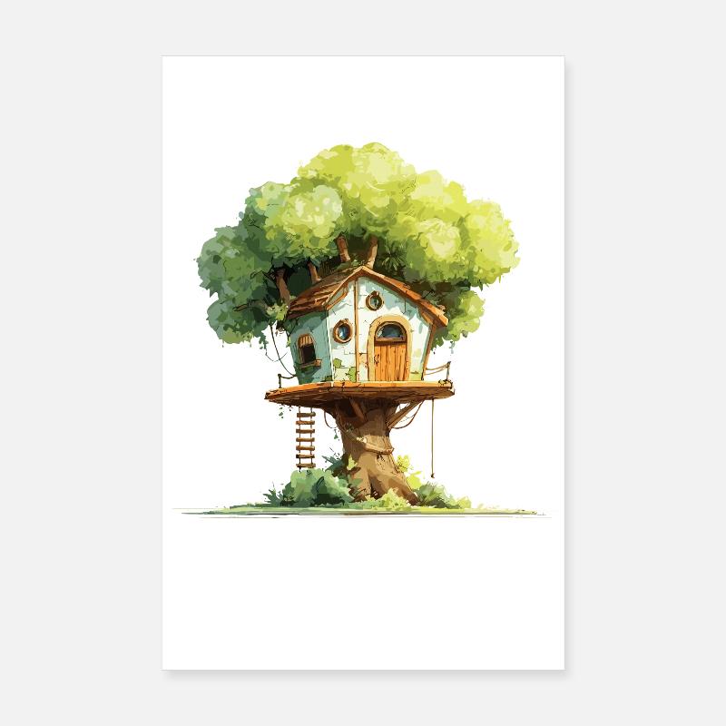 Cabane dans l’arbre dans la canopée Poster 20 x 30 cm