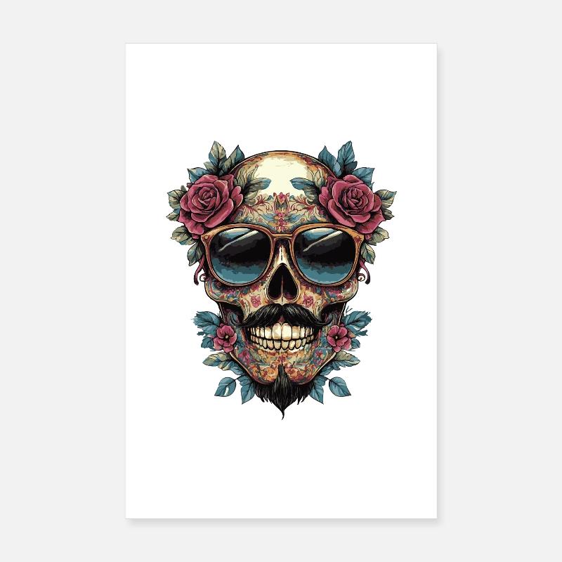 Fleurs de Crâne Poster 20 x 30 cm