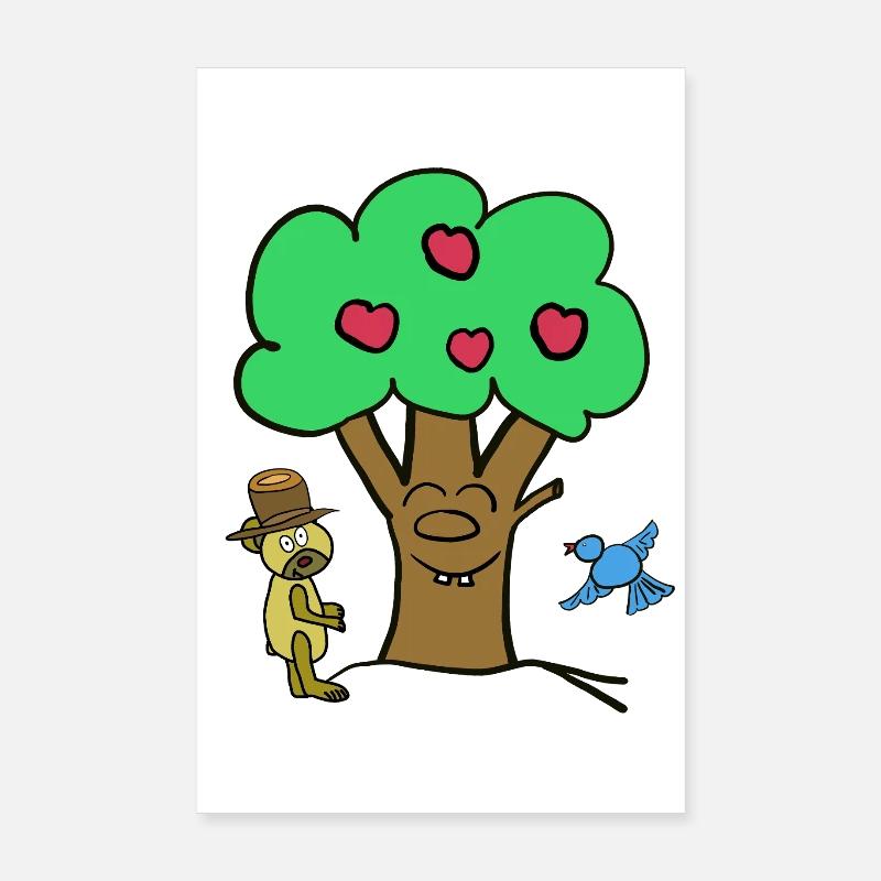 Apple Tree Tree Teddy Bear Summer Child Poster 8" x 12" (20x30 cm)