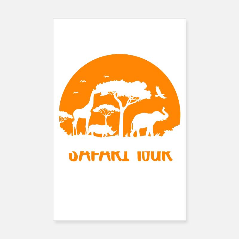 Safari Tour Guide Sunset Silhouette Poster 8" x 12" (20x30 cm)