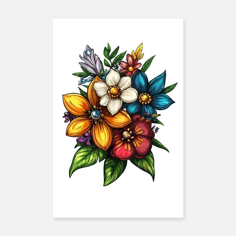 Bouquet d’explosion de couleurs Poster 20 x 30 cm