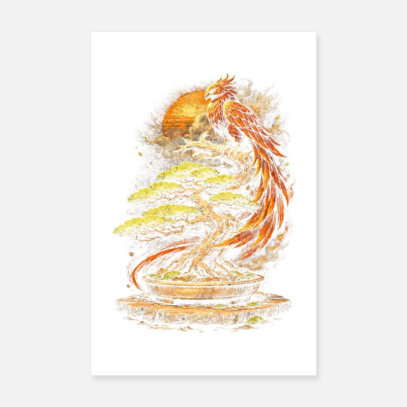 Bonsaï avec phénix Poster 20 x 30 cm