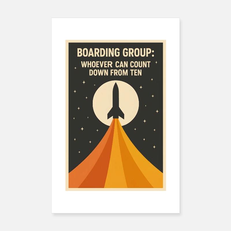 Countdown Boarding | Rakete Space Humor Poster 20x30 cm
