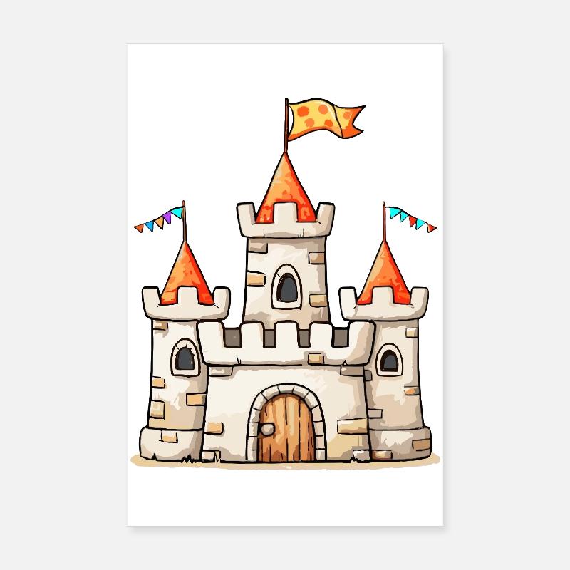 Illustration du château en boîte à sable Poster 20 x 30 cm