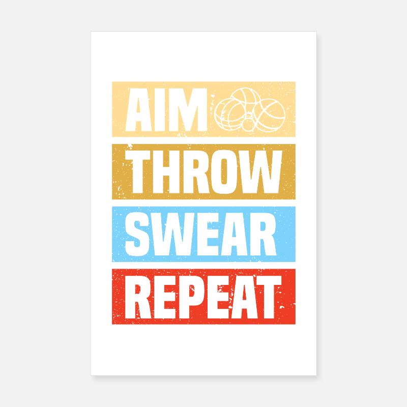 Aim throw swear Petanque Boule Player Poster 8" x 12" (20x30 cm)