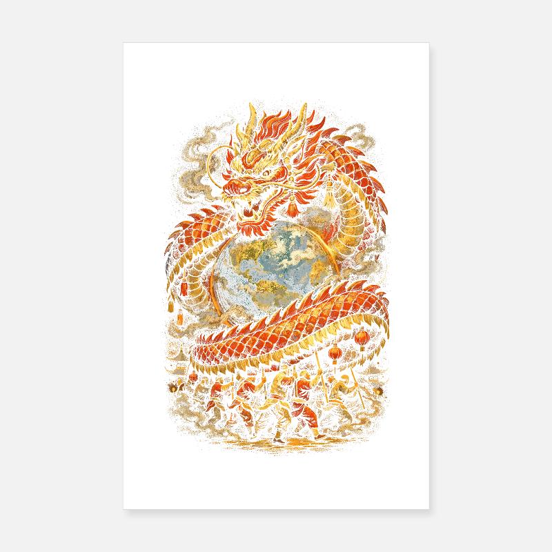 Danse du Dragon Drachentanz Poster 20 x 30 cm