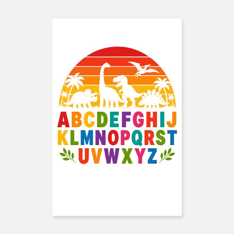 Alphabet Dino Arc-en-ciel Poster 20 x 30 cm
