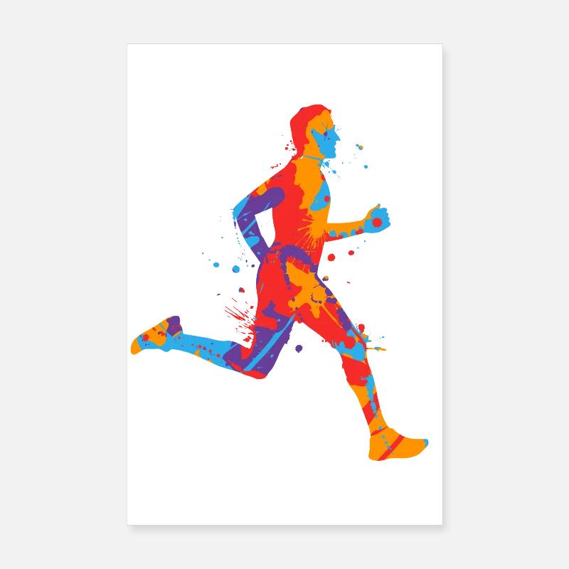 Course de jogging colorée Garçons garçons Coureurs Poster 20 x 30 cm