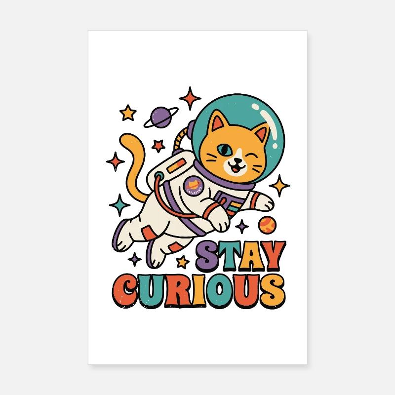 Reste Curieux Chat de l’Espace Poster 20 x 30 cm