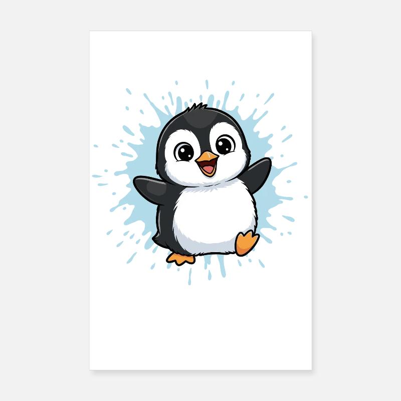 Colorful Penguin Splash Poster 8" x 12" (20x30 cm)