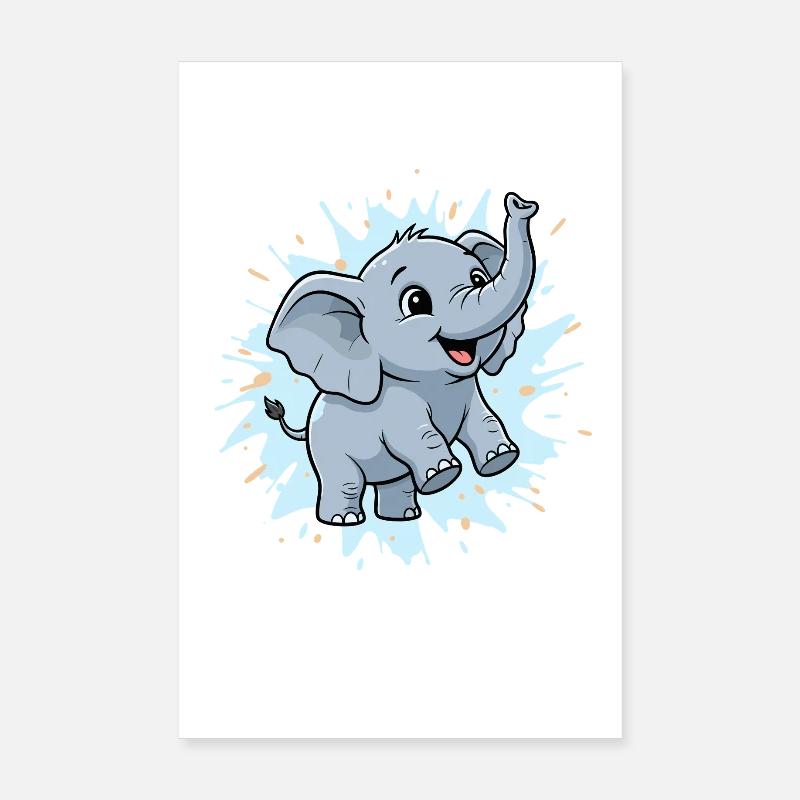 Süßer Elefant mit Farbspritzer Poster 20x30 cm