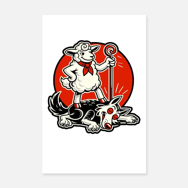 Schafheld mit Gauner Poster 20x30 cm