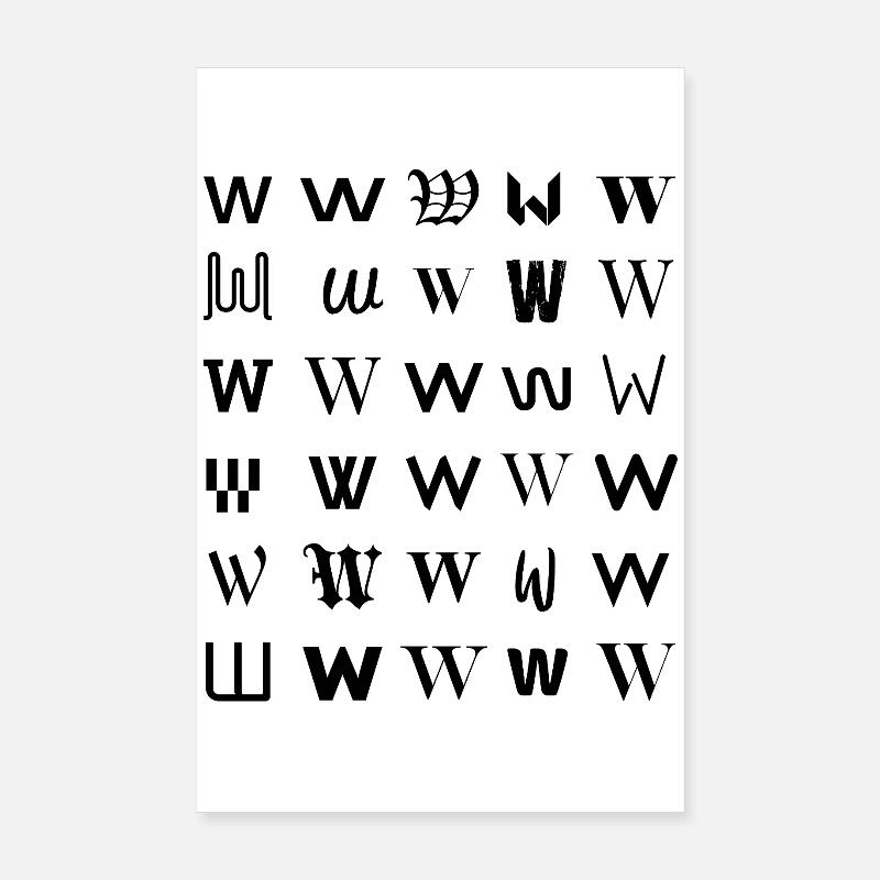 Typografie W-Monogramm-Buchstabenmosaikdesign Poster 20x30 cm