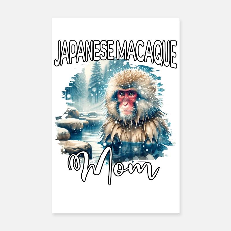 Maman macaque japonaise Poster 20 x 30 cm