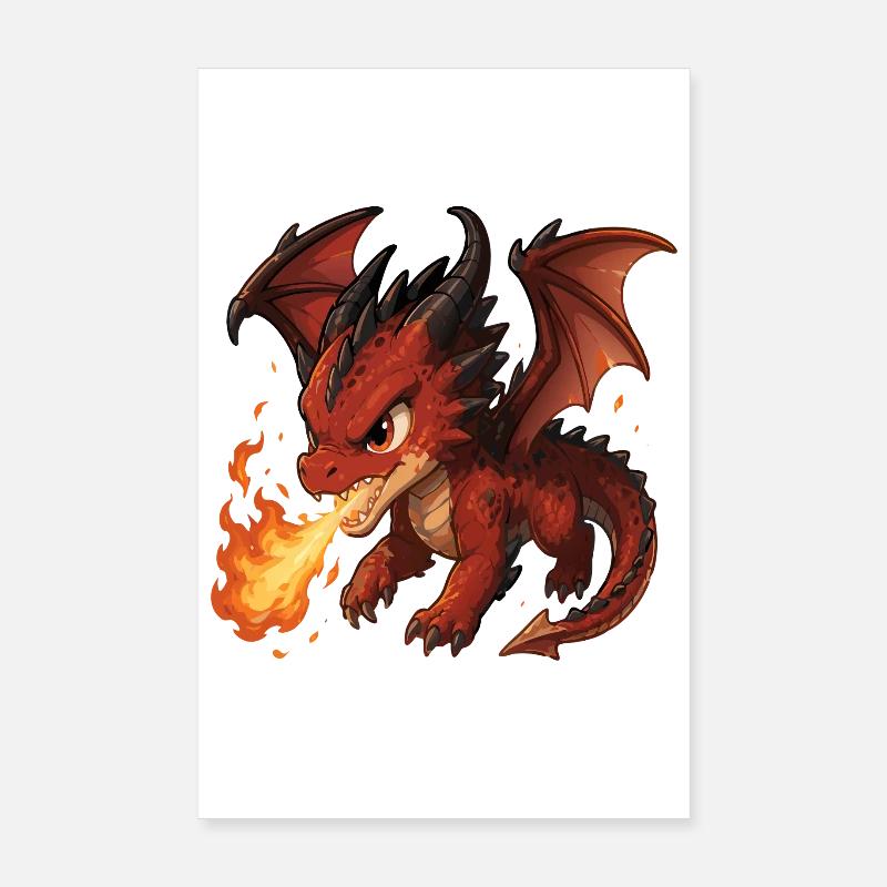 Souffle de Feu du Dragon Rouge Poster 20 x 30 cm