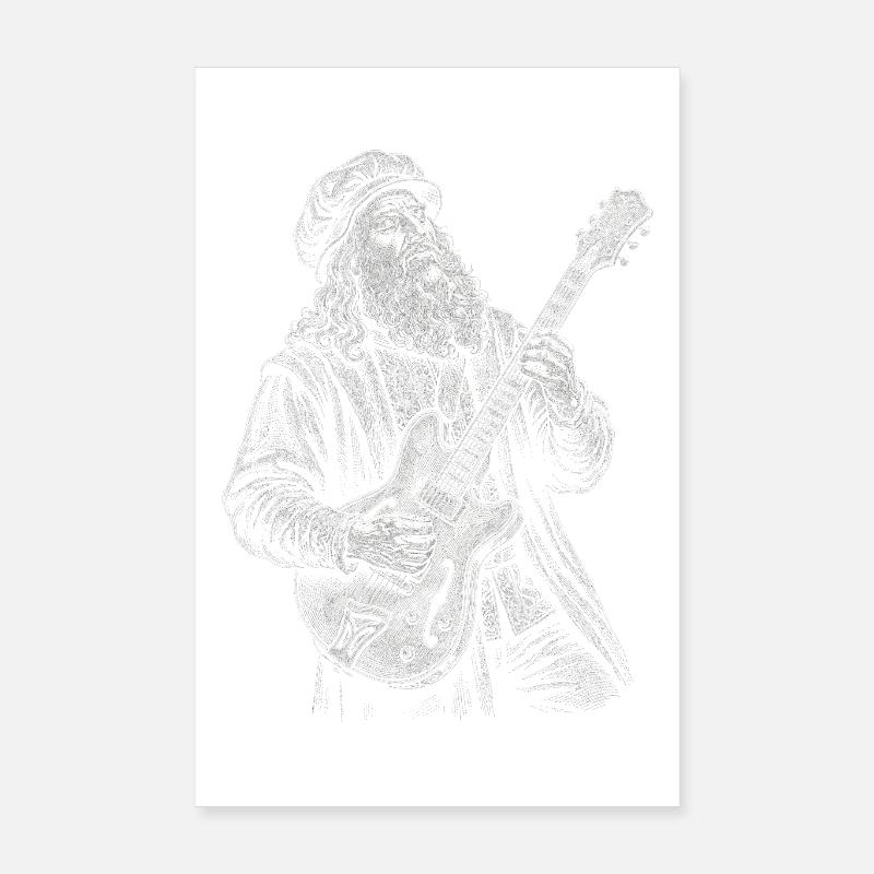 Leonardo Da Vinci joue de la guitare Poster 20 x 30 cm