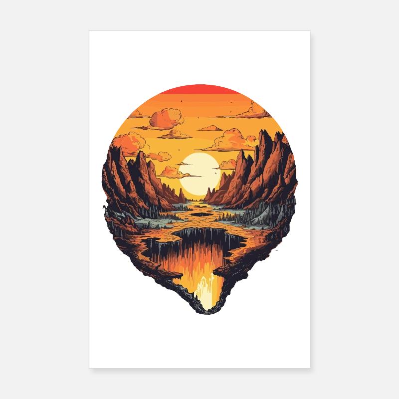 Paysage pittoresque au coucher du soleil Poster 20 x 30 cm