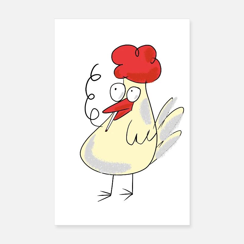 Huhn Raucher Zigarette Tabak rauchen Hühner Poster 20x30 cm