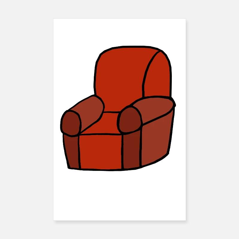 Silhouette de chaise longue rouge Poster 20 x 30 cm