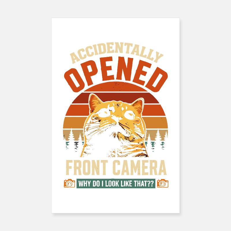 La caméra frontale ouvre accidentellement le chat Poster 20 x 30 cm