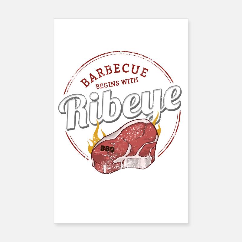 Ribeye Barbecue Rindfleisch BBQ Rib Eye Design Poster 20x30 cm