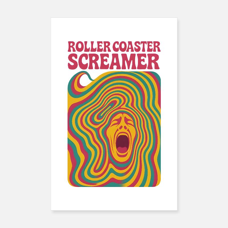 Roller Coaster Screamers | Amusement park Poster 8" x 12" (20x30 cm)