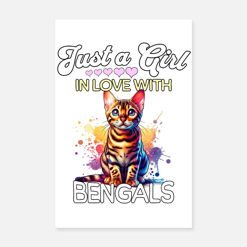 Fille Chat du Bengale Poster 20 x 30 cm