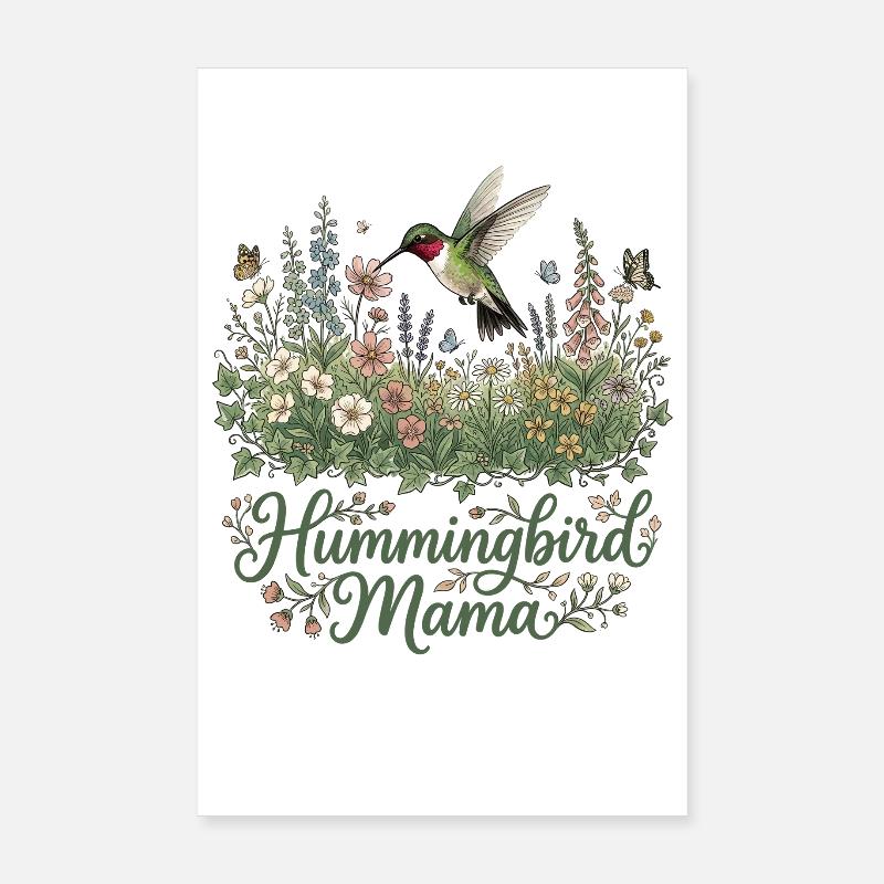 Ruby Throated Hummingbird Mama Mom Poster 8" x 12" (20x30 cm)