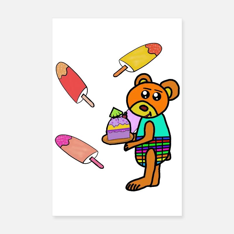 Teddy Teddys Kinder Eiskrem Muffin naschen Poster 20x30 cm