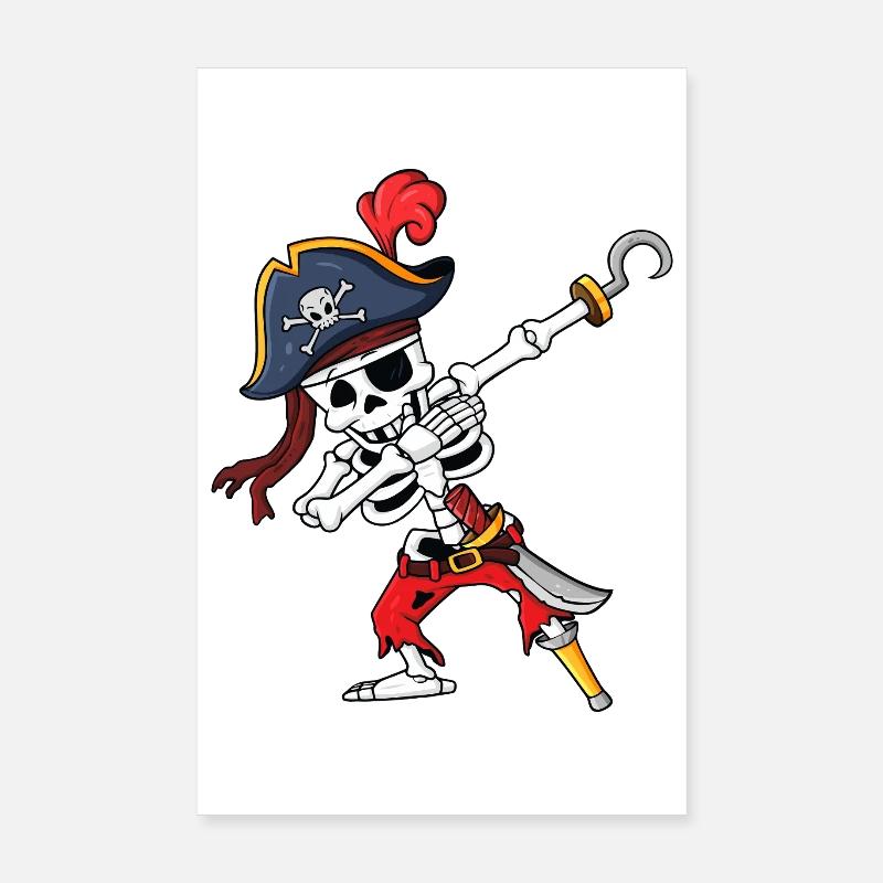 Frappe au crochet du squelette de pirate Poster 20 x 30 cm