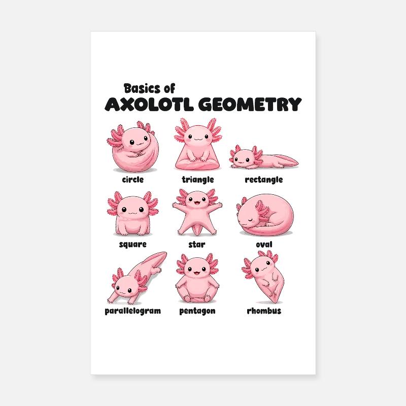 Axolotl Geometry Basics Funnier Poster 8" x 12" (20x30 cm)