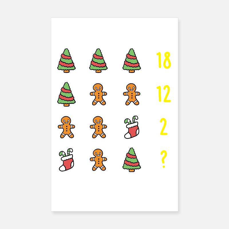 Puzzle de Noël Mathématiques Dicton drôle de Noël Poster 20 x 30 cm