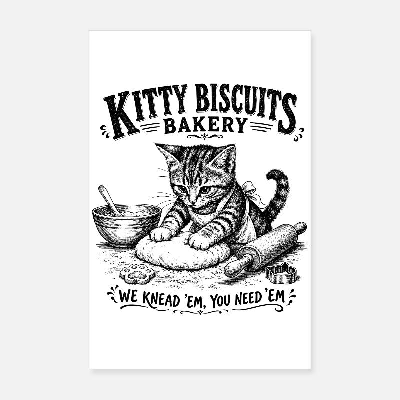 Kitty Biscuits Bäckerei Katzenbacken Retro Vintage Poster 20x30 cm