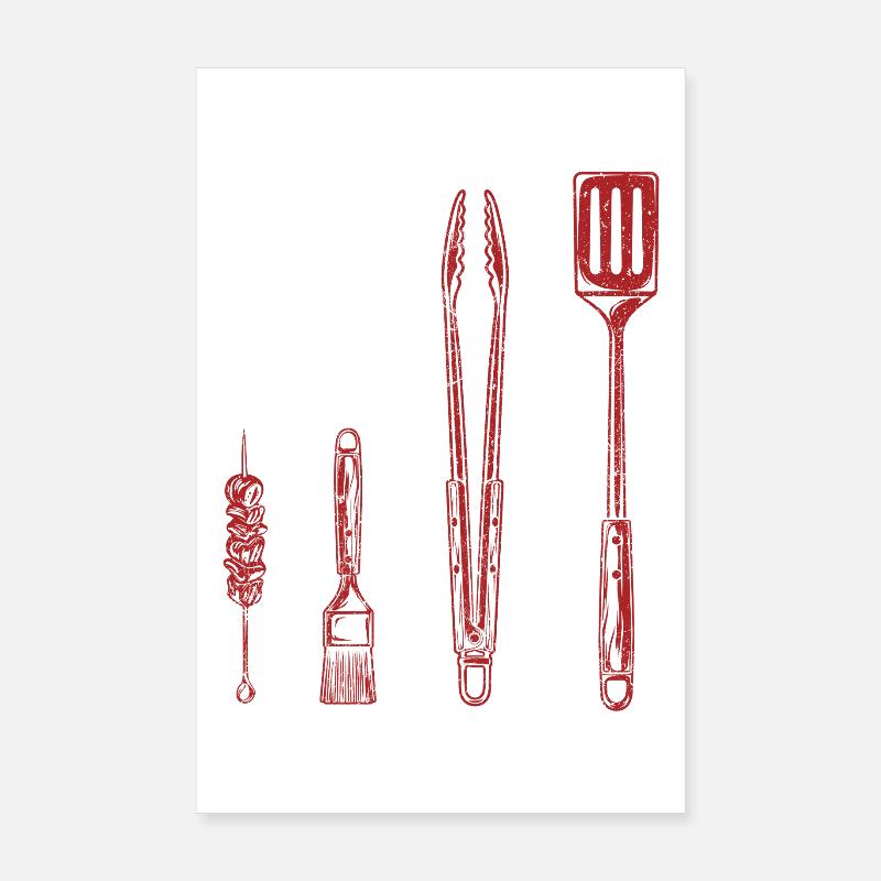 Outils de barbecue Grill US Flag Pitmaster Poster 20 x 30 cm