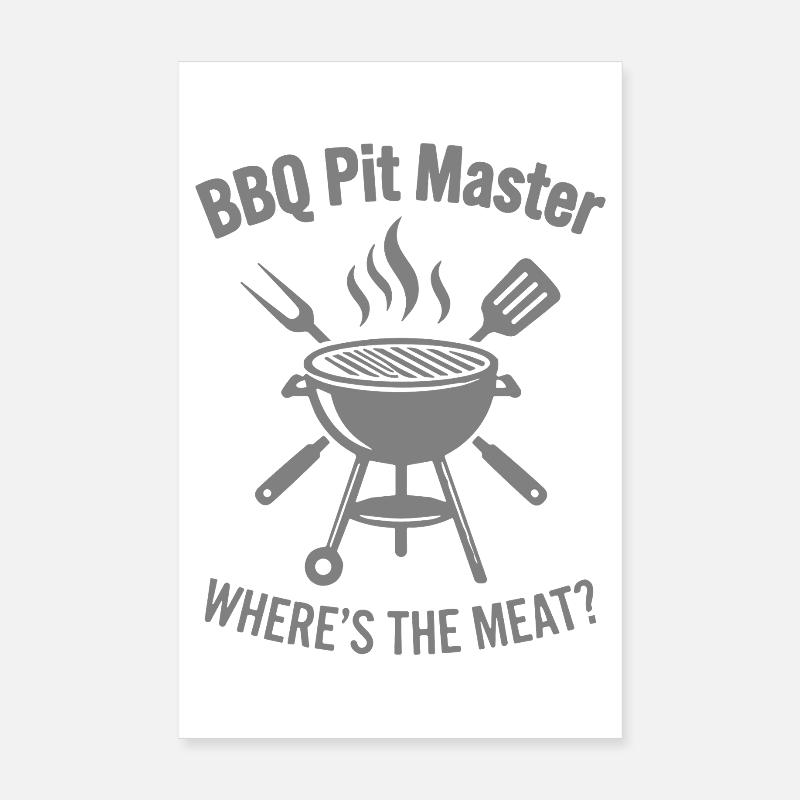 BBQ PIT MASTER WHERE’S THE MEAT Grill Grafik Poster 20x30 cm
