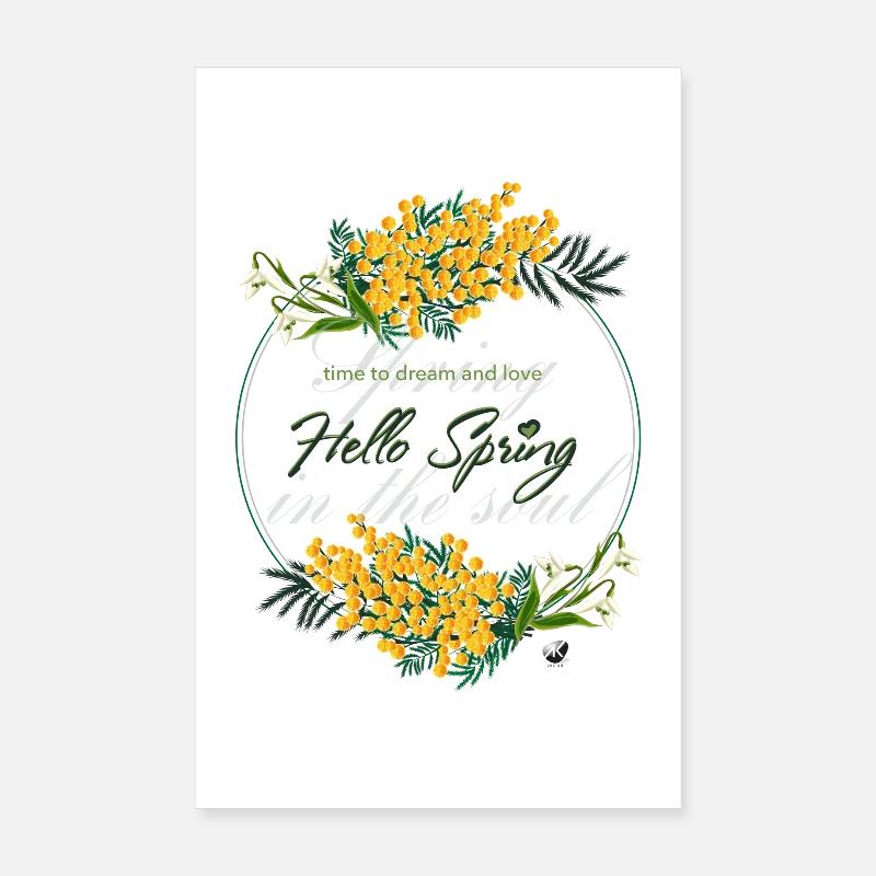 Mimosa and spring bells. Hello spring Poster 8" x 12" (20x30 cm)