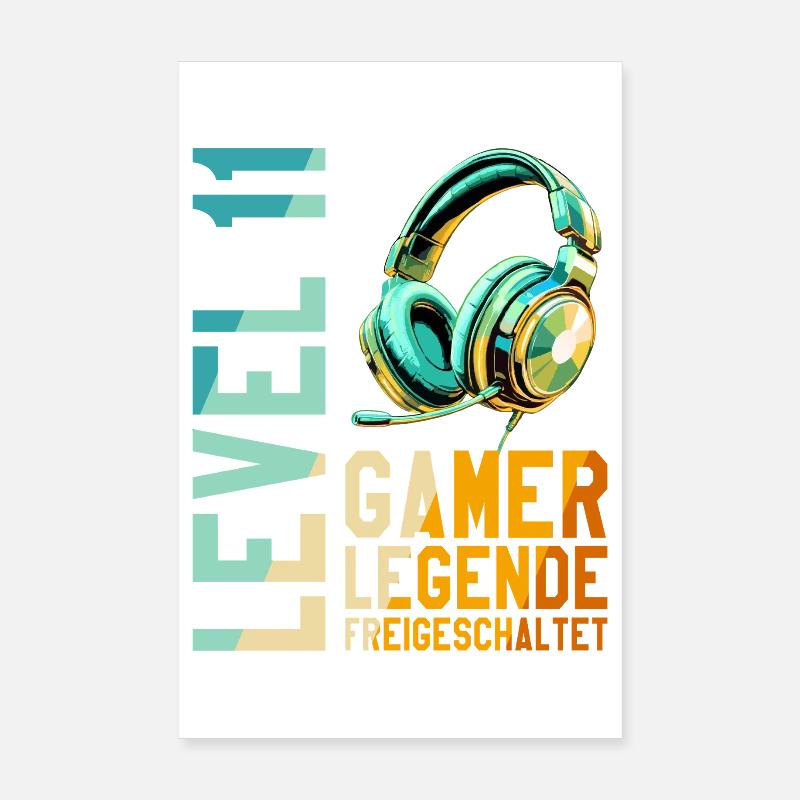 11. Geburtstag Junge Mädchen Gaming Level 11 Jahre Poster 20x30 cm